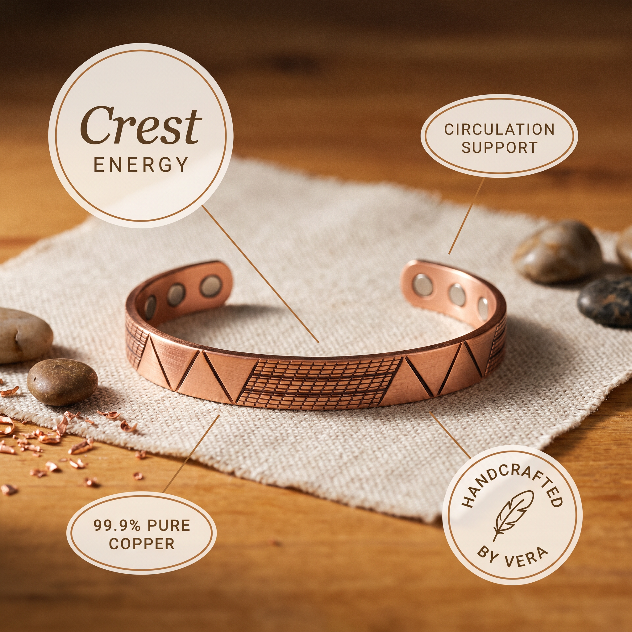 Orfebre Madrid - Pulsera de Cobre Rústica