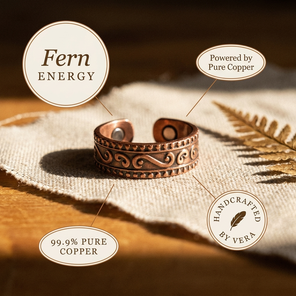 Orfebre Madrid - Anillo de Cobre con Diseño de Helecho