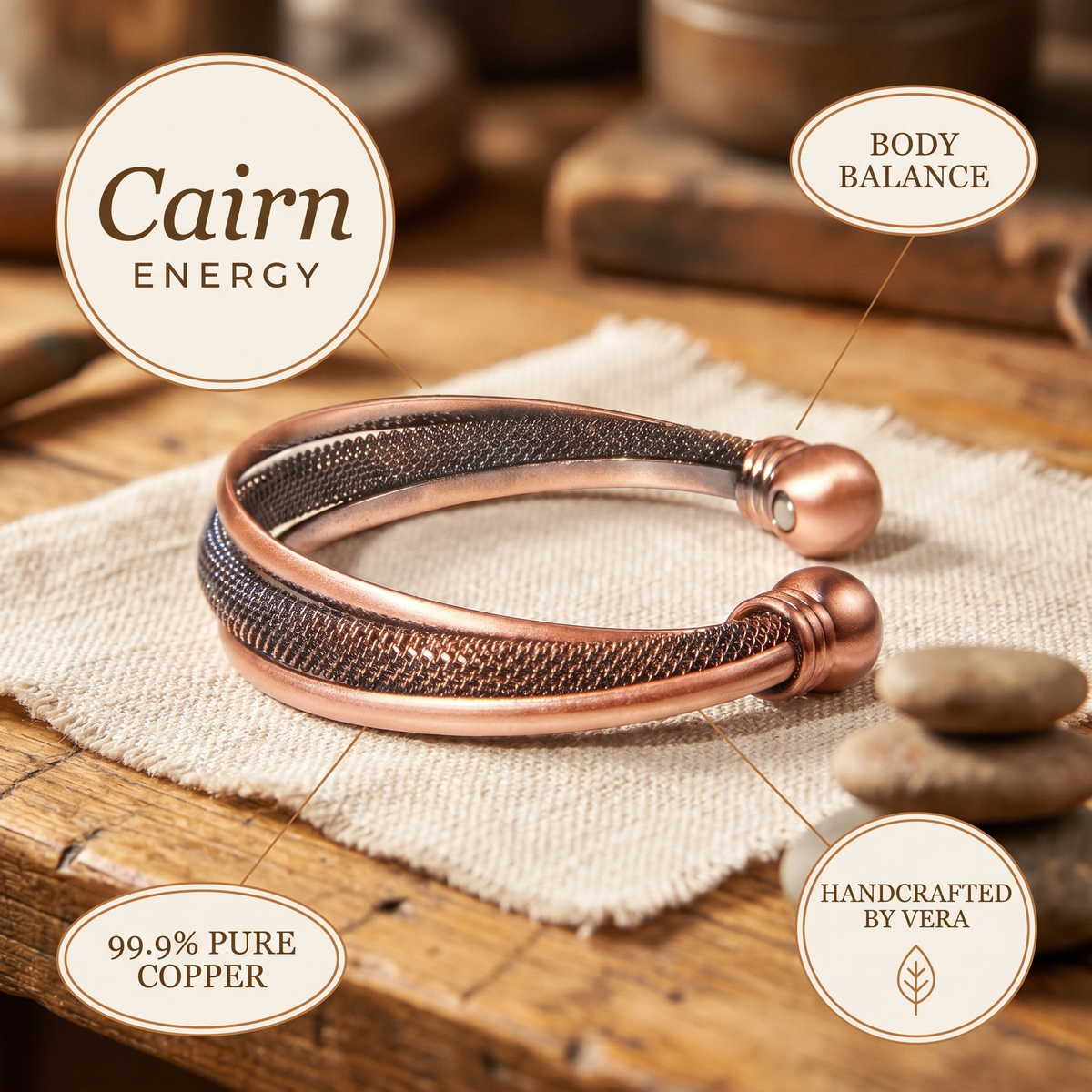 Orfebre Madrid - Pulsera de Cobre Auténtica