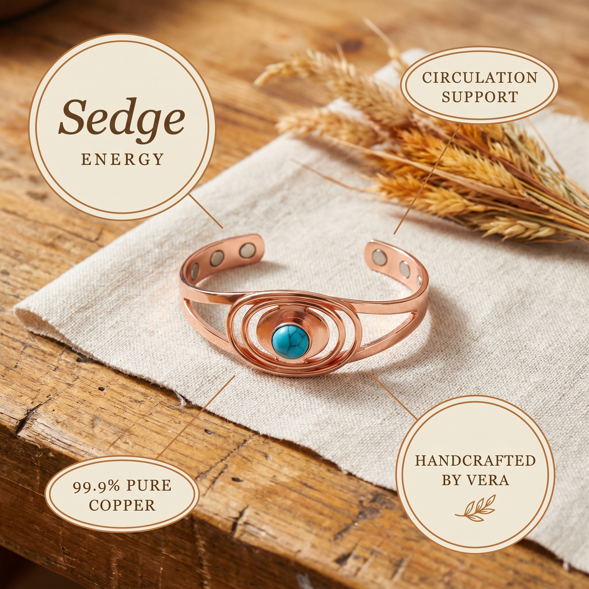 Orfebre Madrid - Pulsera de Cobre Bruta