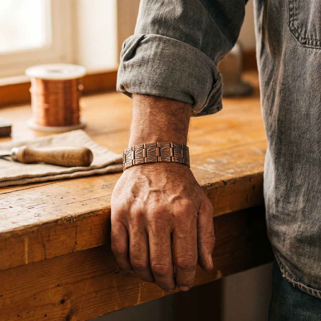 Orfebre Madrid - Pulsera de Cobre Rotundo para Hombre