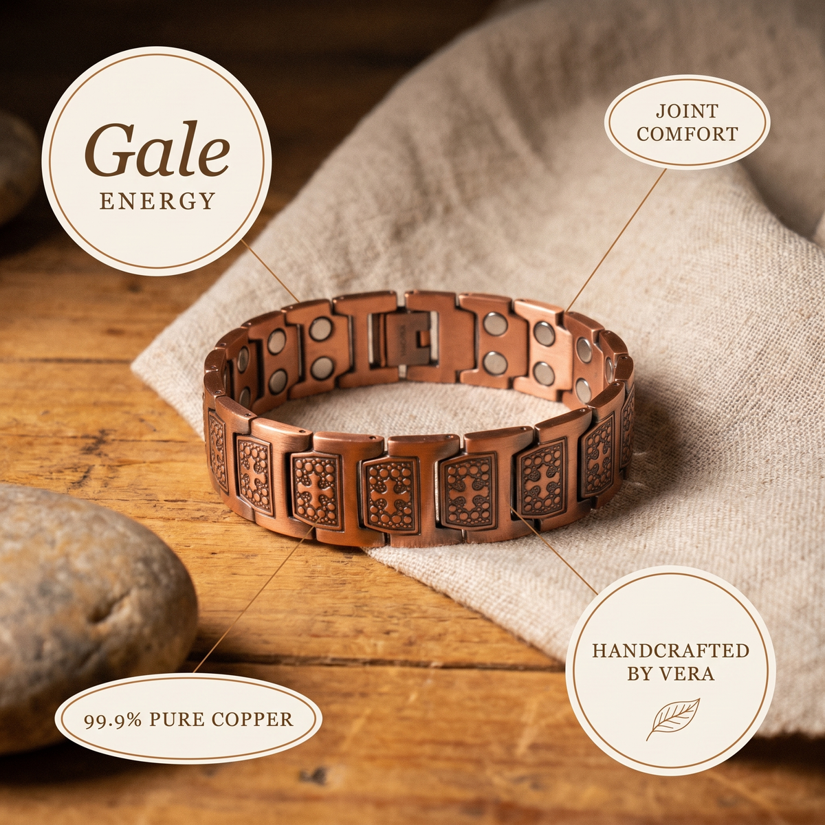 Orfebre Madrid - Pulsera de Cobre Genuino para Hombre