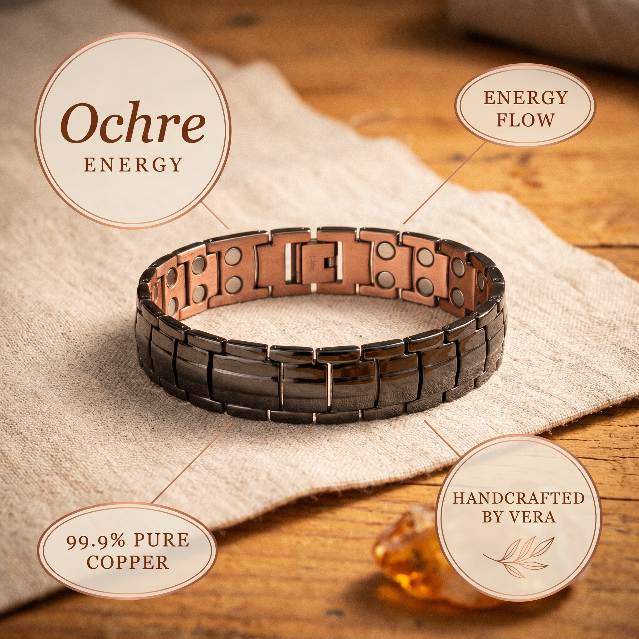 Orfebre Madrid - Pulsera de Cobre para Hombre en Color Ocre