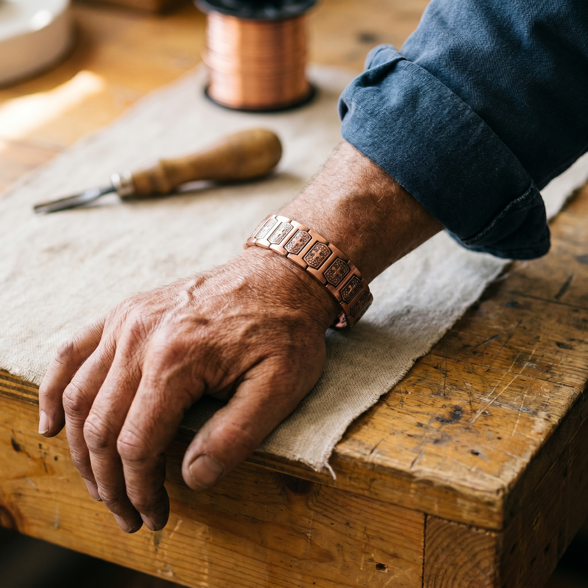 Orfebre Madrid - Pulsera de Cobre Genuino para Hombre