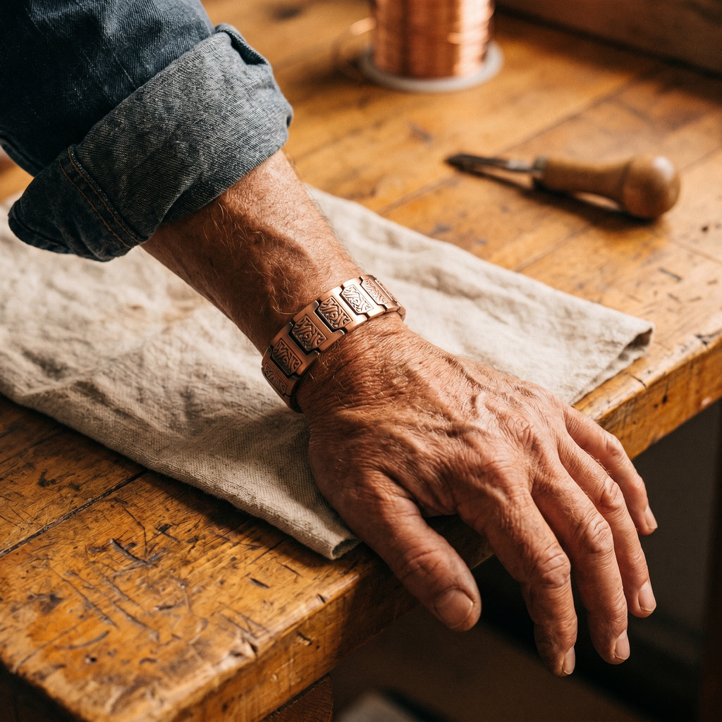 Orfebre Madrid - Pulsera de Cobre Certera para Hombre