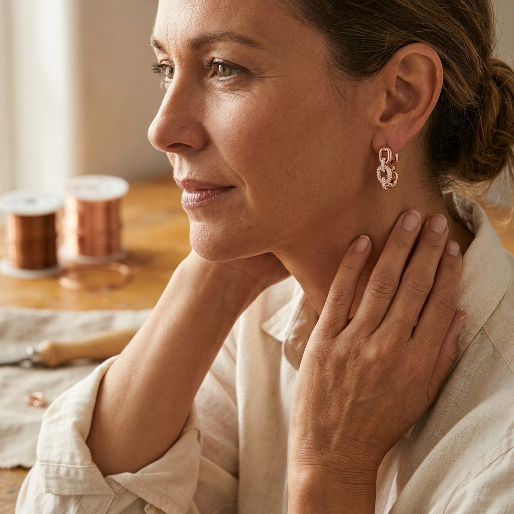 Orfebre Madrid - Pendientes de Cobre - Joyas Elegantes y Modernas