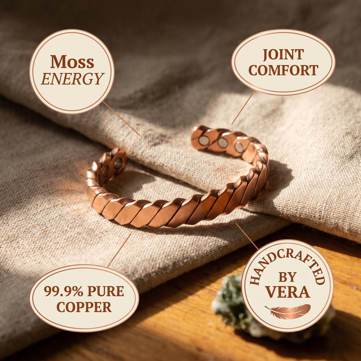 Orfebre Madrid - Pulsera de Cobre Musgo