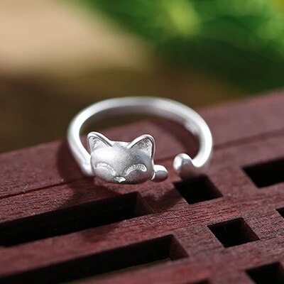 Anillo Vintage de Plata con Gatito