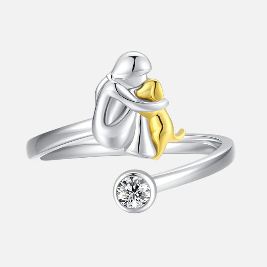 Anillo de Perro con Circonita – Ajustable y Hecho a Mano